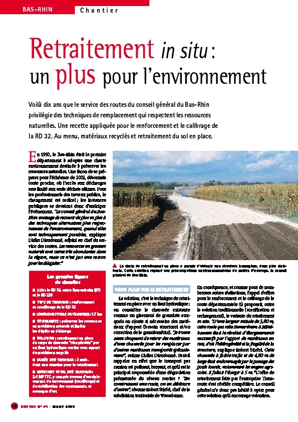 Retraitement in situ : un plus pour l'environnement