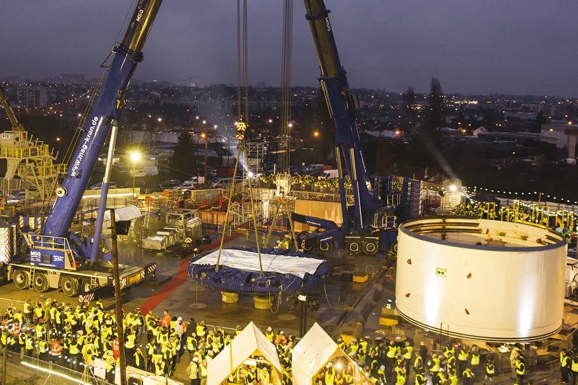 Lancement du premier tunnelier  du Grand Paris Express à Champigny, février 2018.