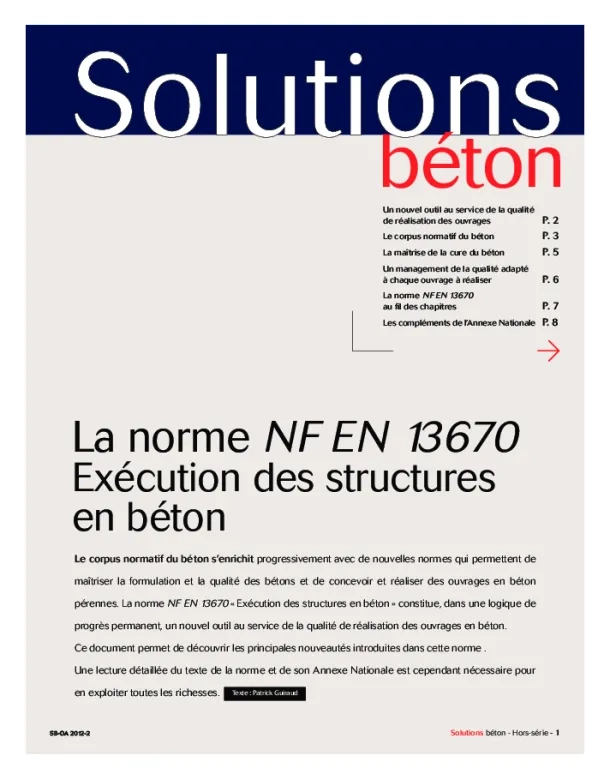 La norme NF EN 13670 Exécution des structures en béton